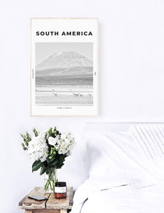 South America 'Volcanos and Guanacos' Print